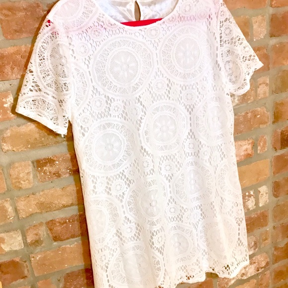 A-Line Embroidered Floral Lace White Dress - Sz XL - Picture 5 of 8